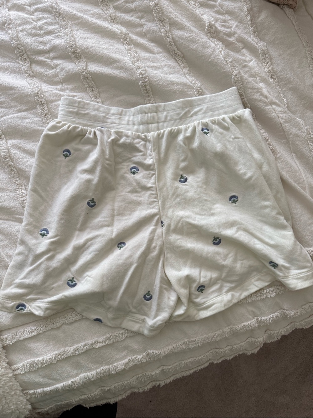 Summersalt Women's Cream Cozy Shorts with Blue florals
